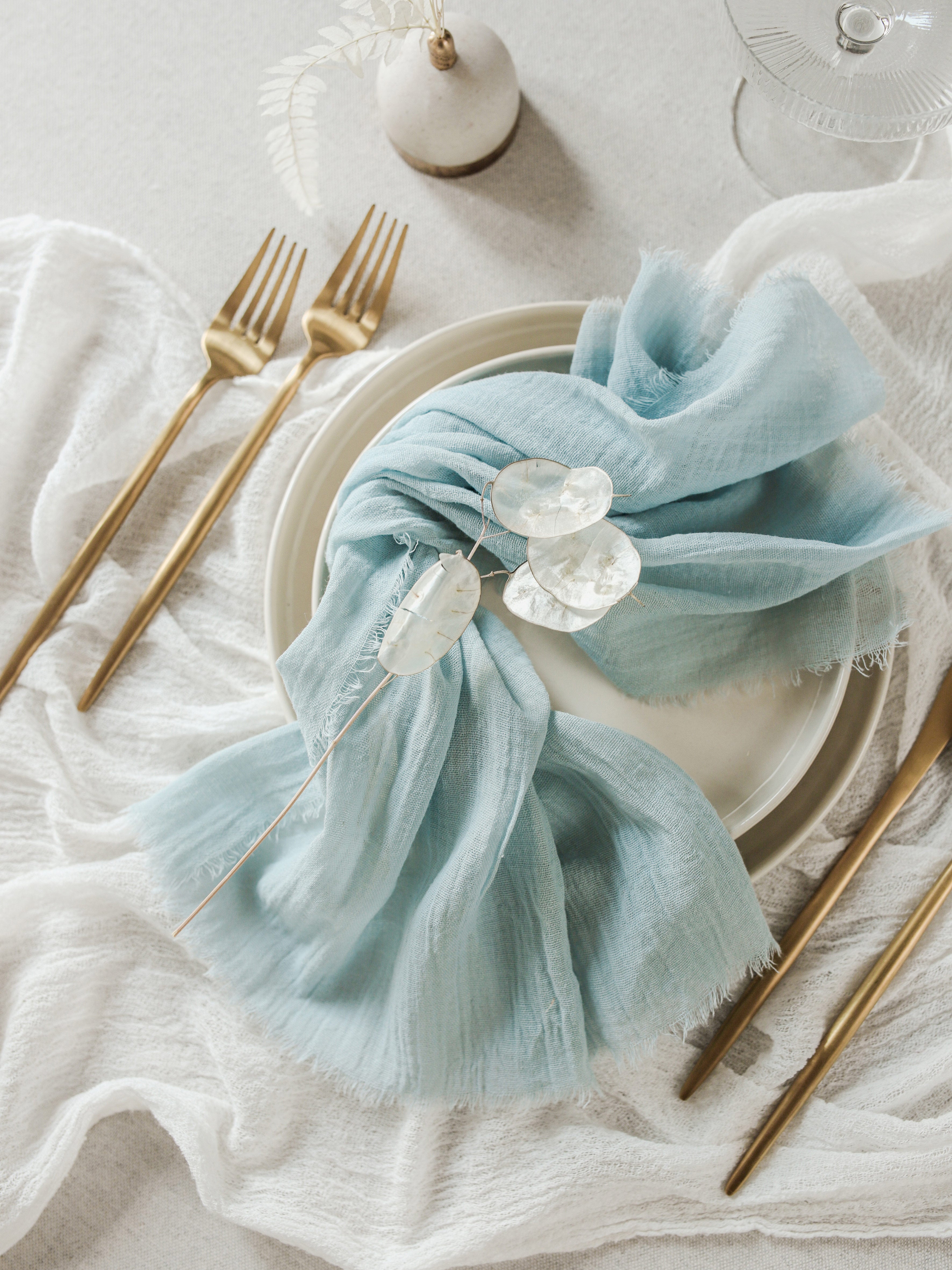 Bridal Shower Napkins / Cocktail Napkins in Dusty Blue Color / Cloth Napkins  Modern / Zero Waste Cotton Wipes /reusable Napkins /napkin Set 