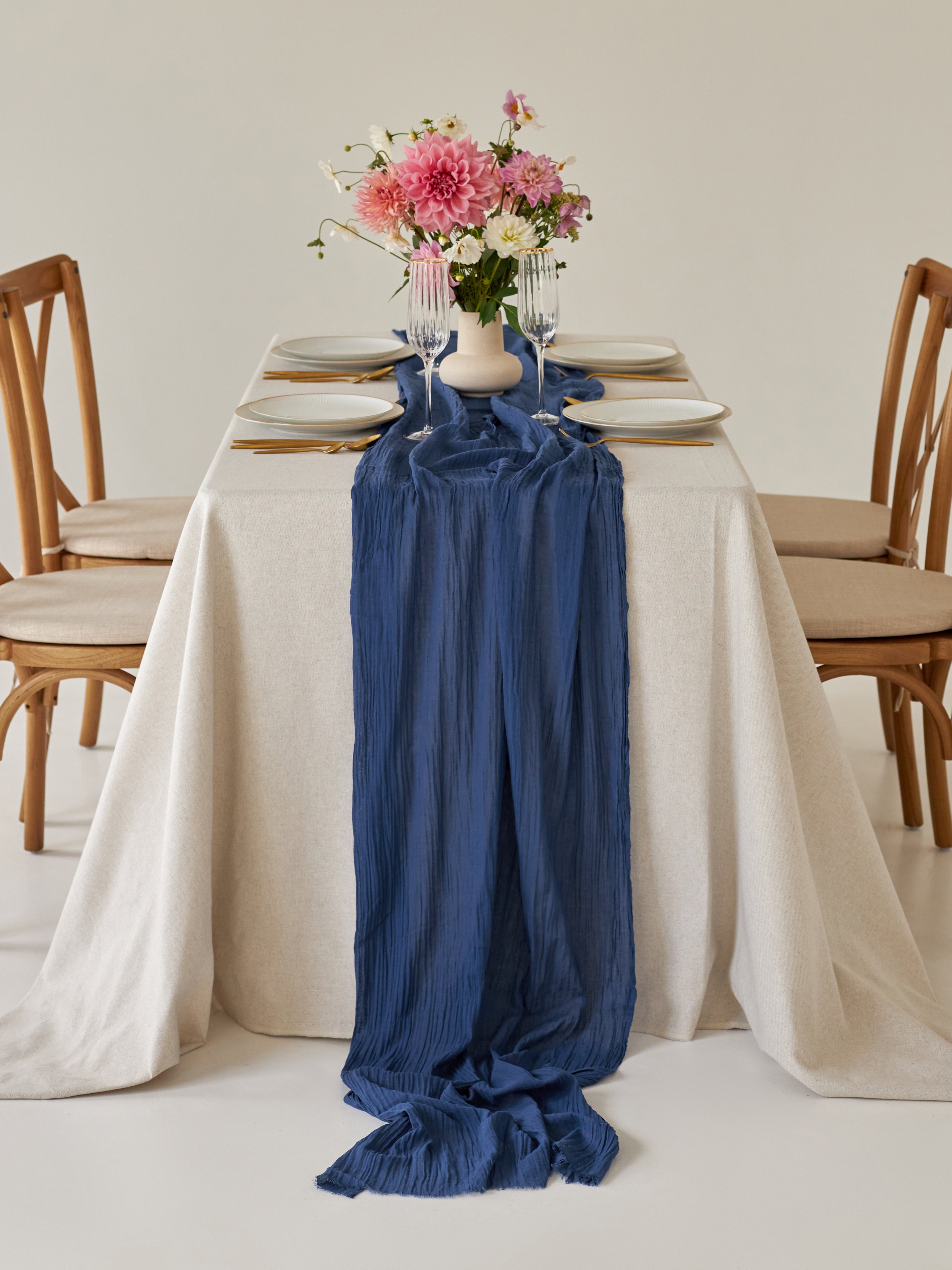 Navy Blue Cotton Gauze Runner Emma's Attic Studio Navy Blue Cotton Gauze Runner Emma's Attic Studio