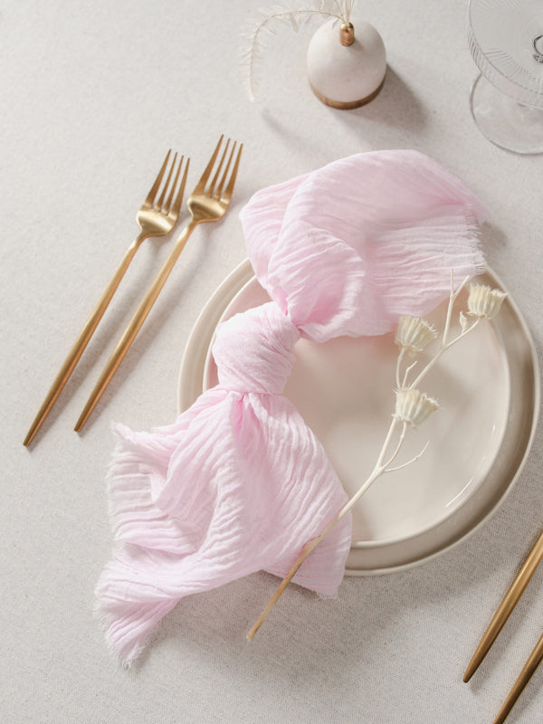 Crepe Pink Cotton Gauze Napkin Set