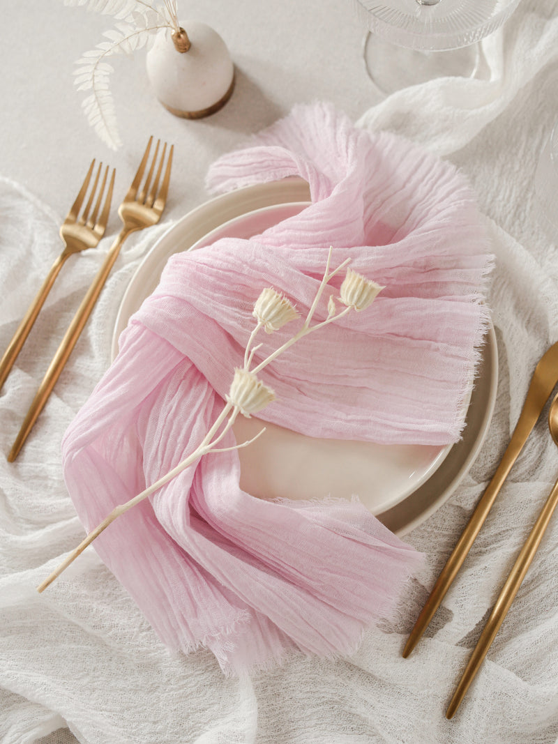 Crepe Pink Cotton Gauze Napkin Set