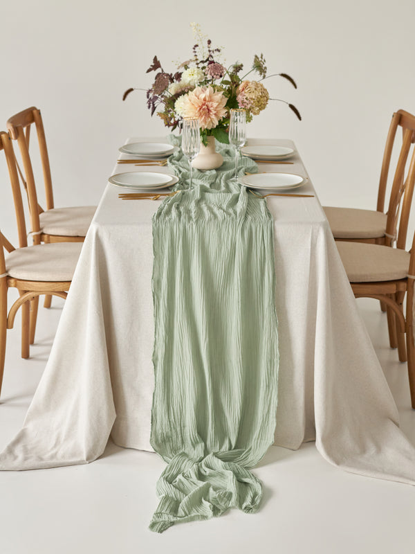 sage green cotton table runner weding fabrics wedding linens wedding centerpiece boho wedding table runner rustic wedding table runner 
