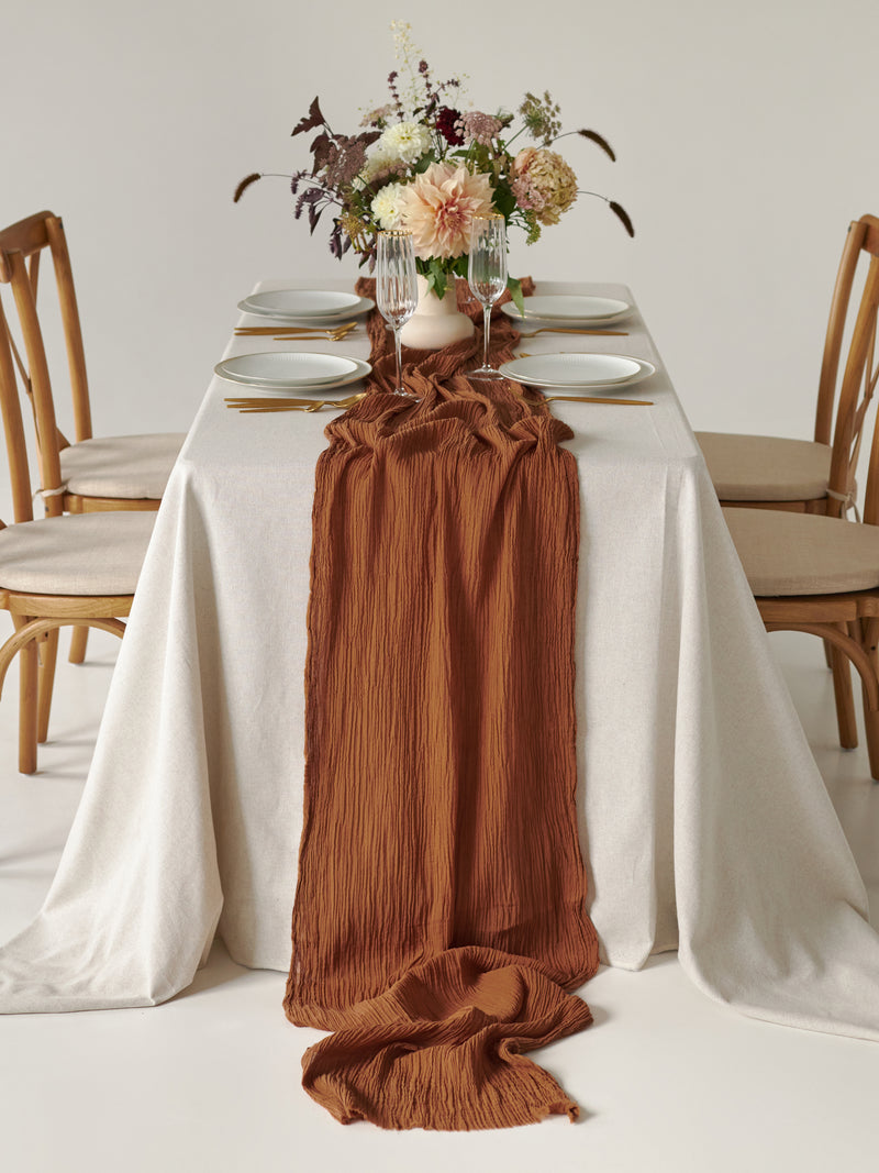 burnt orange cotton table runner wedding table decorations wedding linens wedding fabrics 