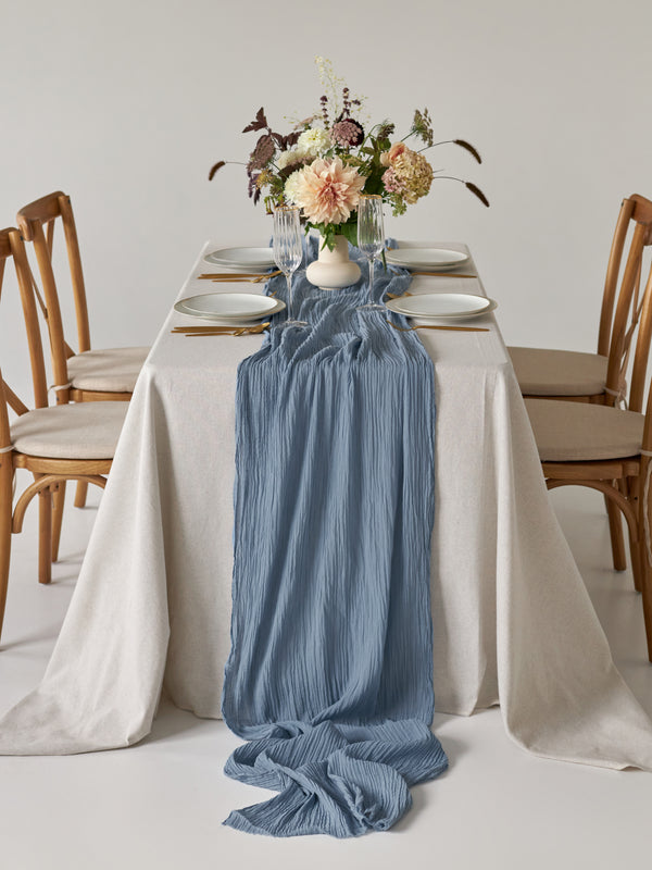 dusty blue cotton runner wedding decorations wedding linens wedding fabrics wedding centerpiece boho wedding table runner rustic wedding table runner 