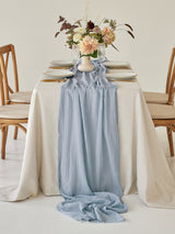 dusty blue light cotton table runner wedding fabrics wedding linens wedding decorations wedding centerpiece boho table runner rustic table runner 