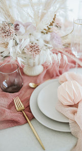 dark pink wedding decor cheesecloth runner