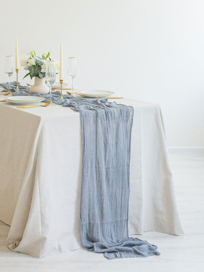 Silver Grey Cheesecloth Gauze Runner