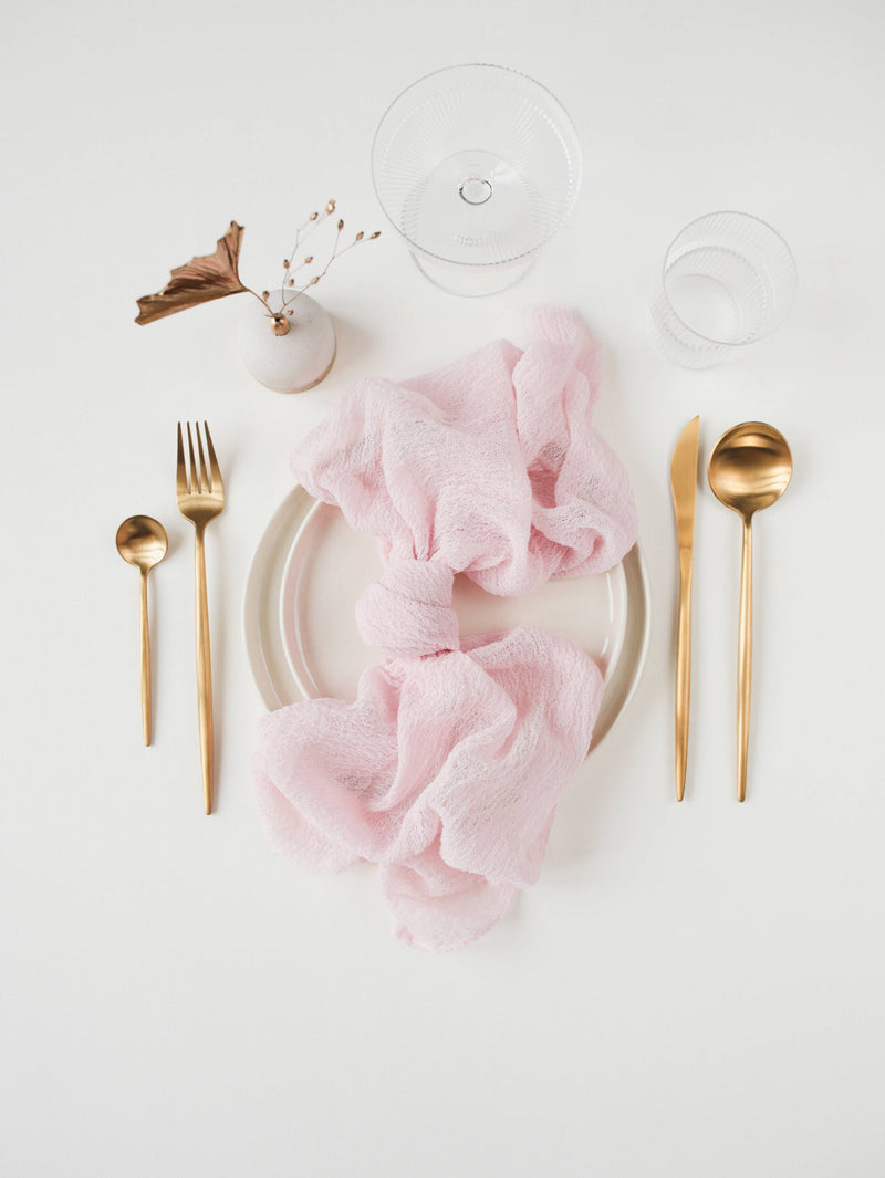 Baby Pink Cheesecloth Gauze Napkin Set