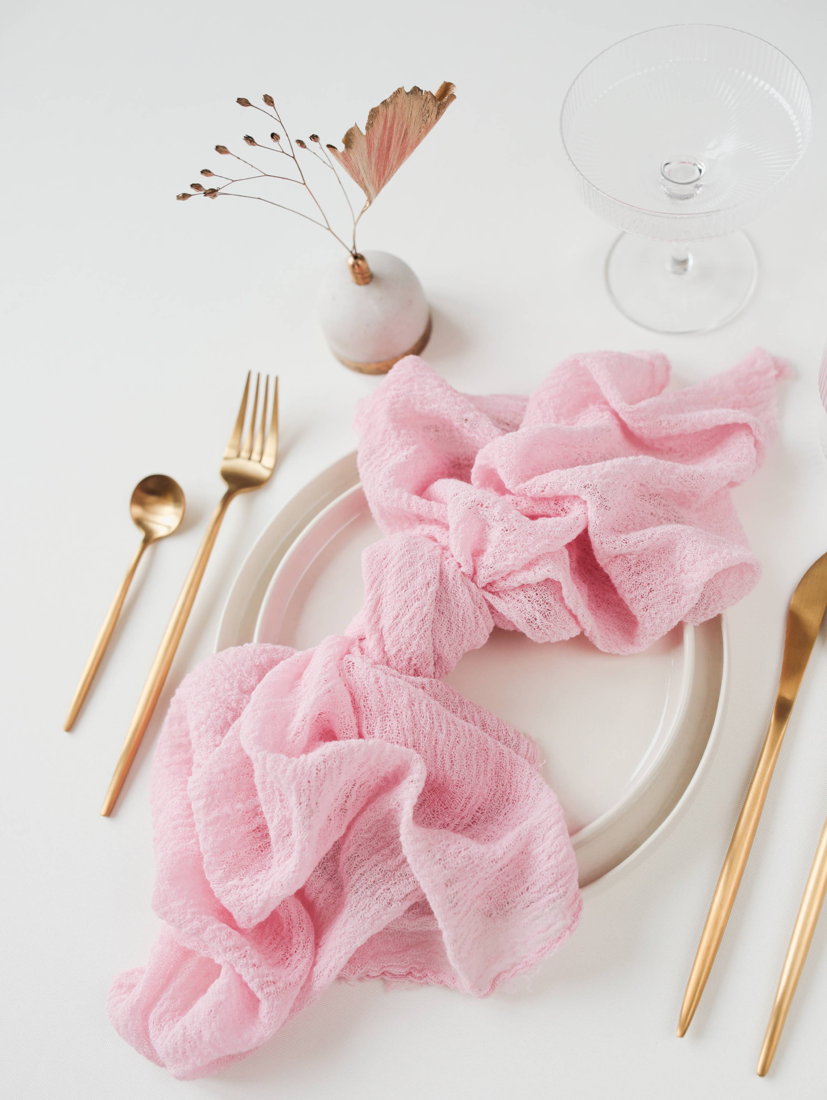Pink Cheesecloth Blush Pink Cheesecloth Gauze Napkin Set – Emma's Attic Studio