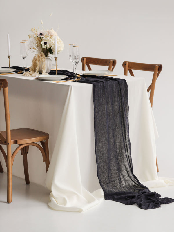 Charcoal Grey Cheesecloth Gauze Runner