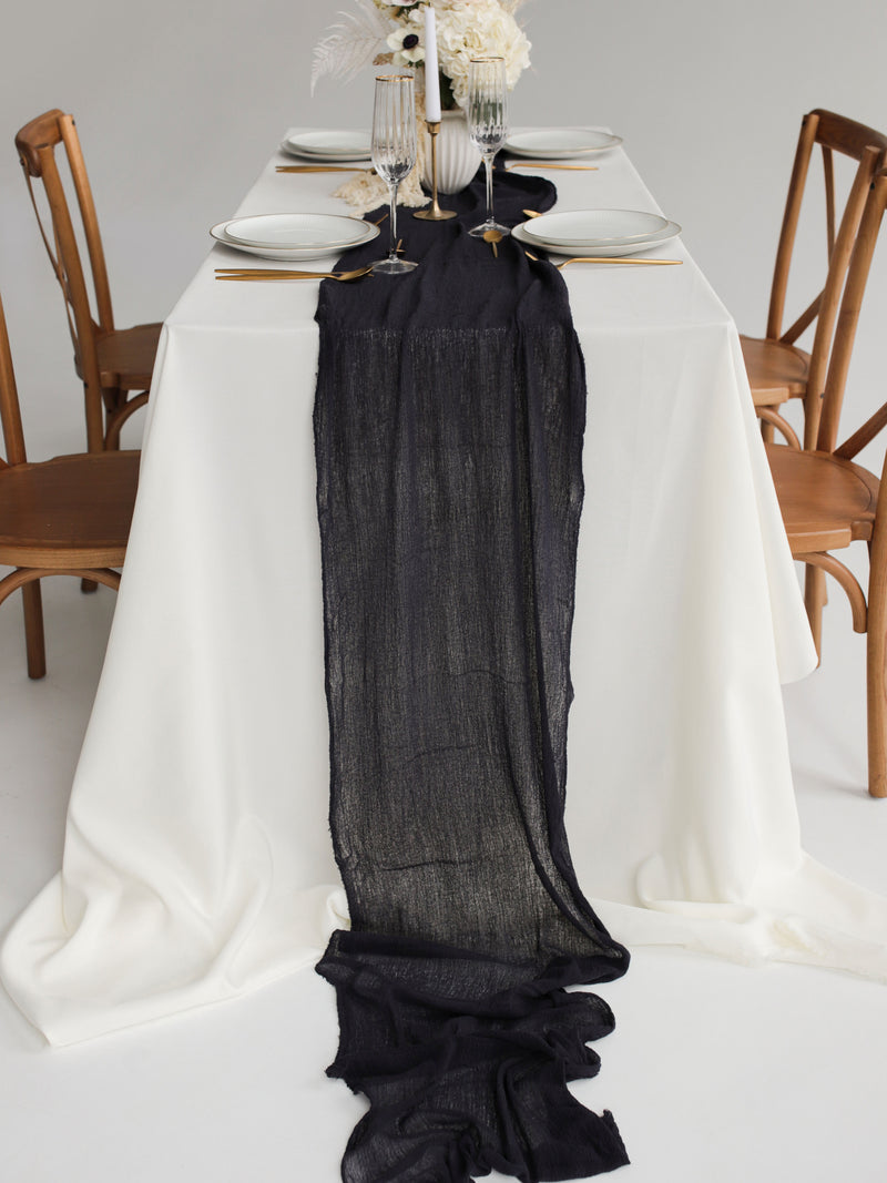 Charcoal Grey Cheesecloth Gauze Runner