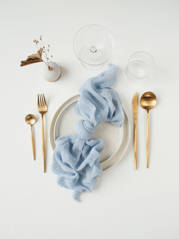 Dusty Blue Light Cheesecloth Gauze Napkin Set