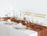 terracotta wedding table centerpiece gauze runner