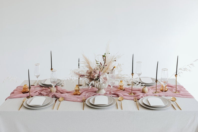 dusty rose wedding cheesecloth table gauze runner