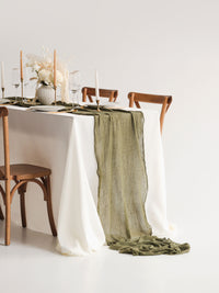 Moss Green Cheesecloth Gauze Runner