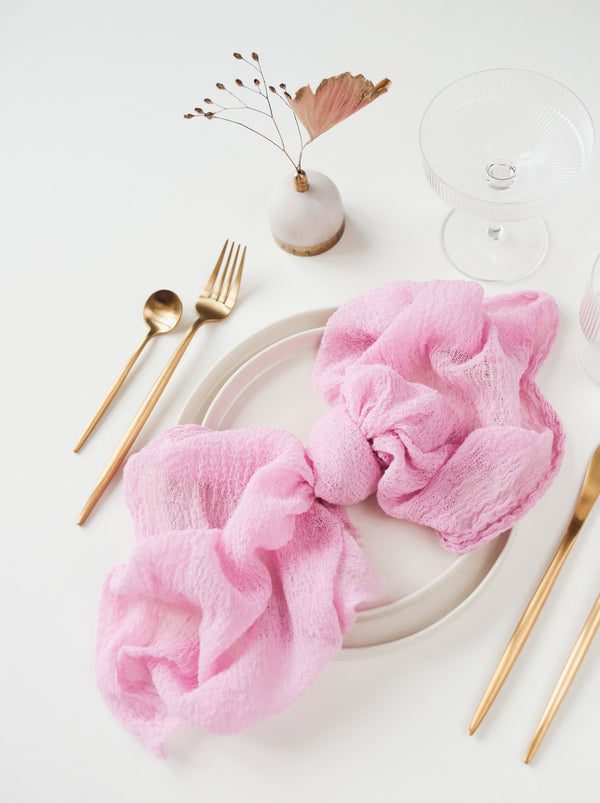 Pink Cheesecloth Gauze Napkin Set