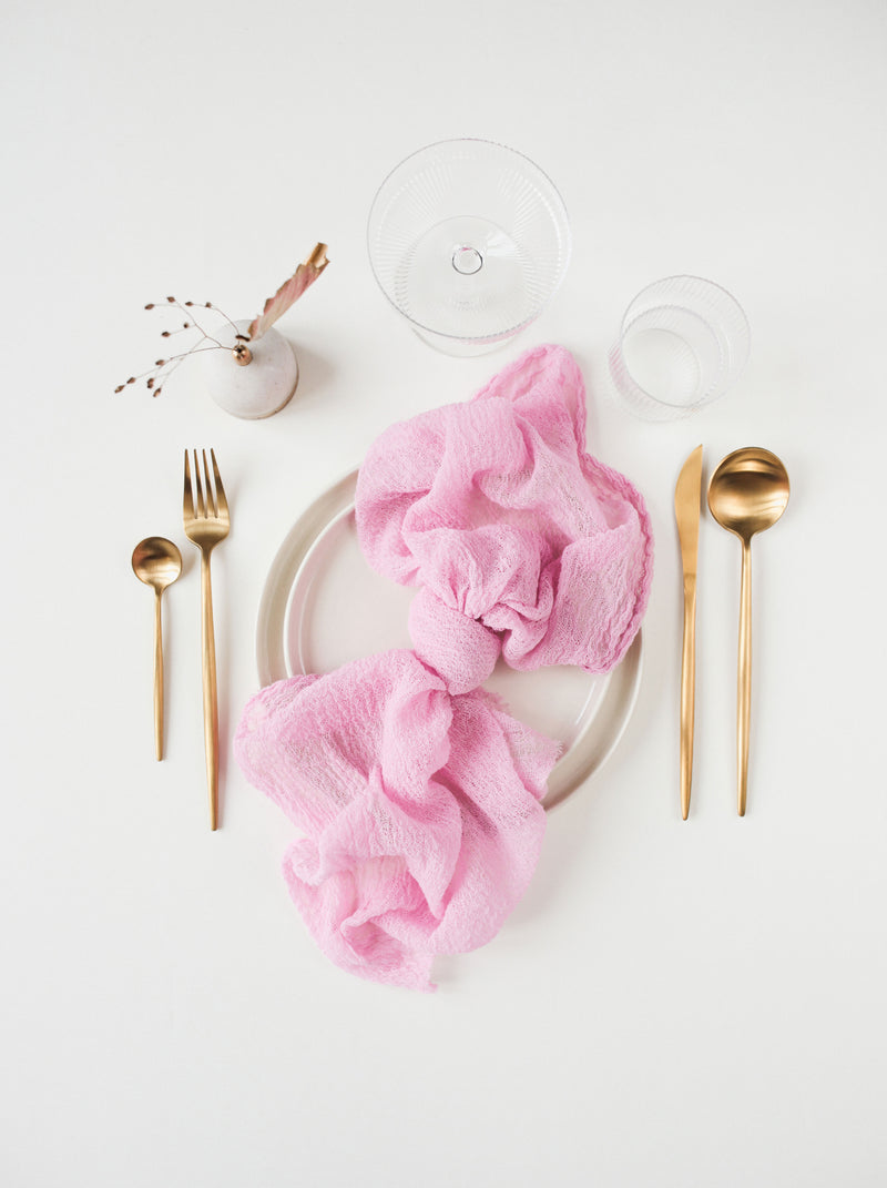 Pink Cheesecloth Gauze Napkin Set