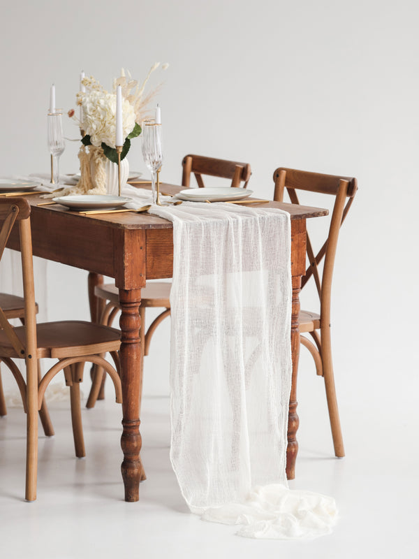 Pearl White Cheesecloth Gauze Runner