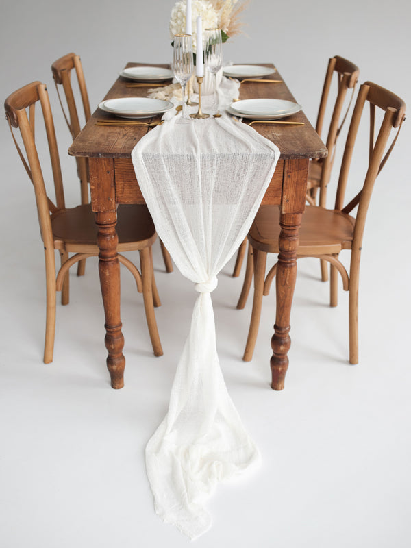 Pearl White Cheesecloth Gauze Runner