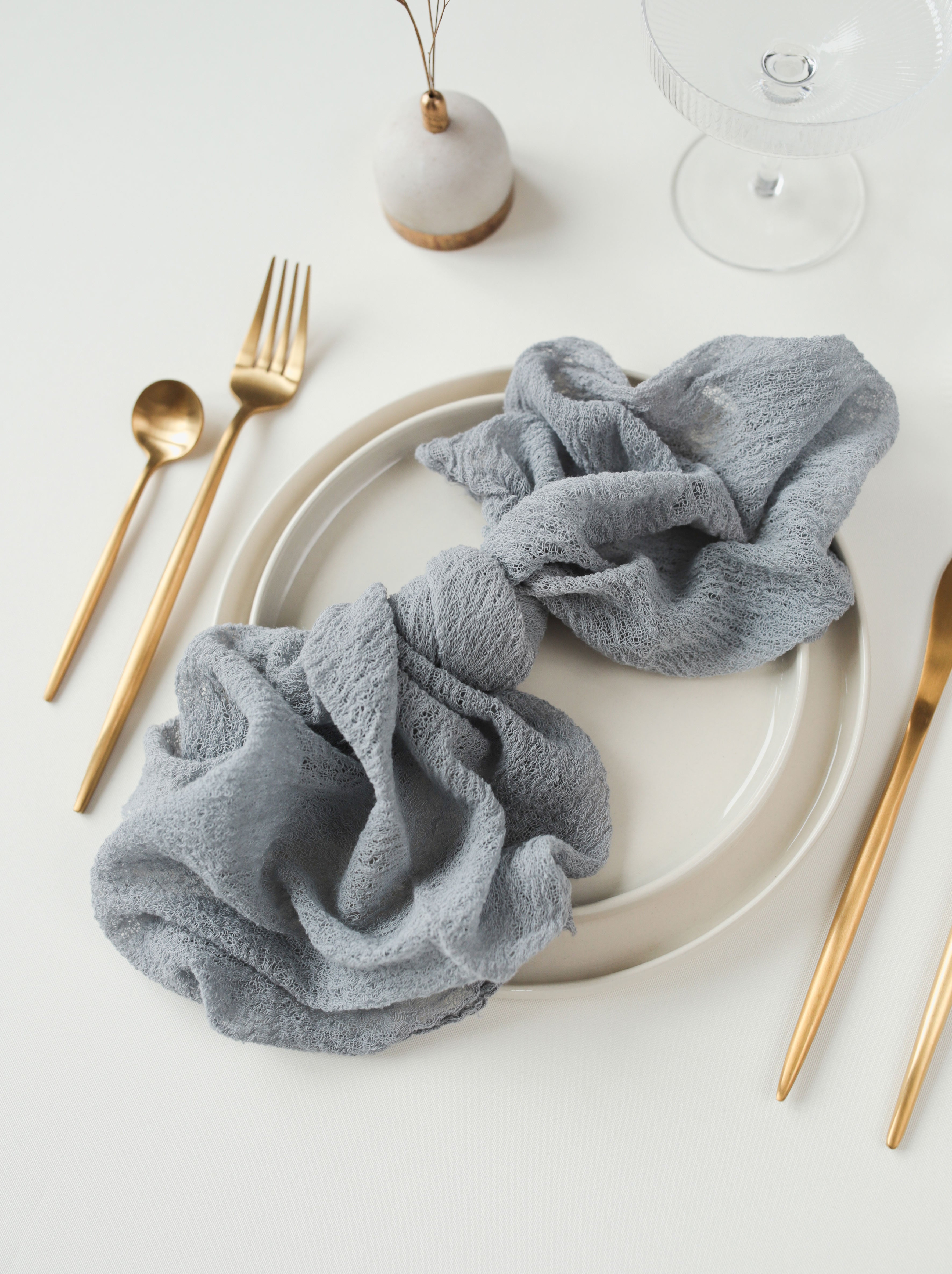 Silver Grey Cheesecloth Gauze Napkin Set Emma's Attic Studio