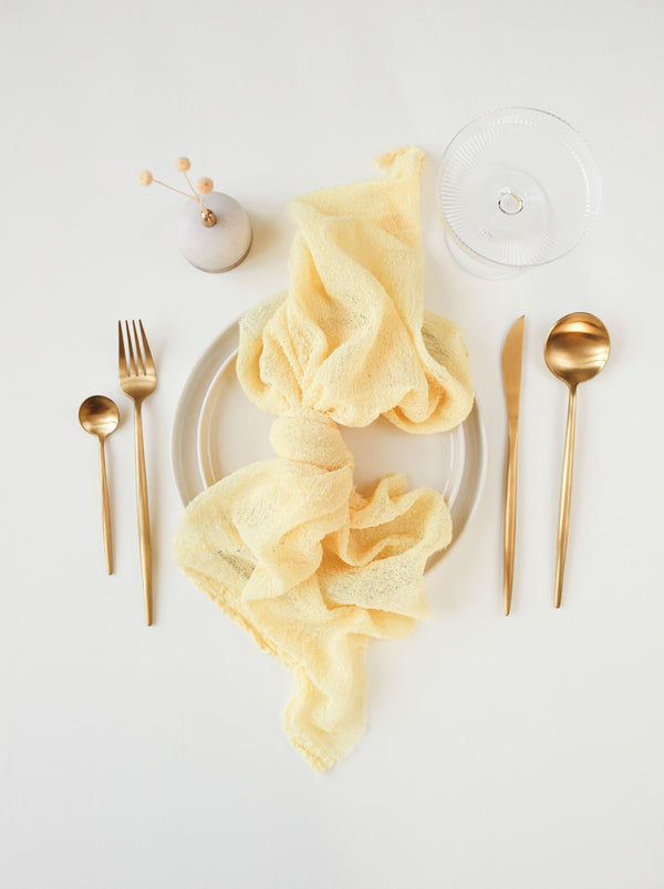 Yellow Cream Cheesecloth Gauze Napkin Set
